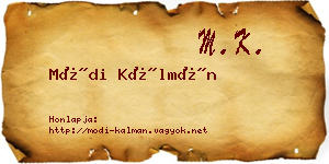 Módi Kálmán névjegykártya